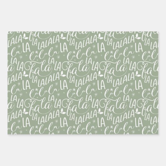 Fun Fa La La Kerstcarol Script Santa Claus Inpakpapier Vel (Voorkant 2)