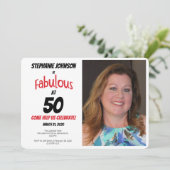 Fun Fabulous bij 50 Rode en Zwarte Dag Partij Kaart (Staand voorkant)