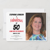 Fun Fabulous bij 50 Rode en Zwarte Dag Partij Kaart (Voorkant)