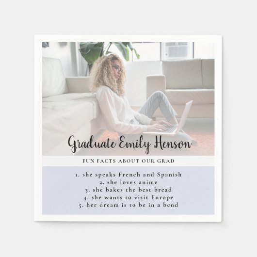 Fun Fact Blue Afstuderen Fotogradatie Partij Servet (Voorkant)