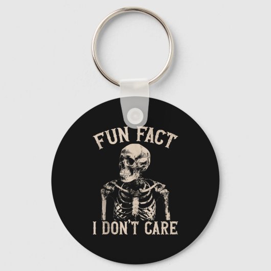 Fun Fact I Don’t Care Skull Funny Sarcastic Quote Sleutelhanger (Voorkant)