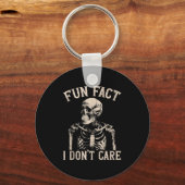Fun Fact I Don’t Care Skull Funny Sarcastic Quote Sleutelhanger (Voorkant)