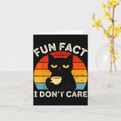 Fun Fact I Don't Care Funny Black Cat Saying Quote Kaart (Gele Bloem)