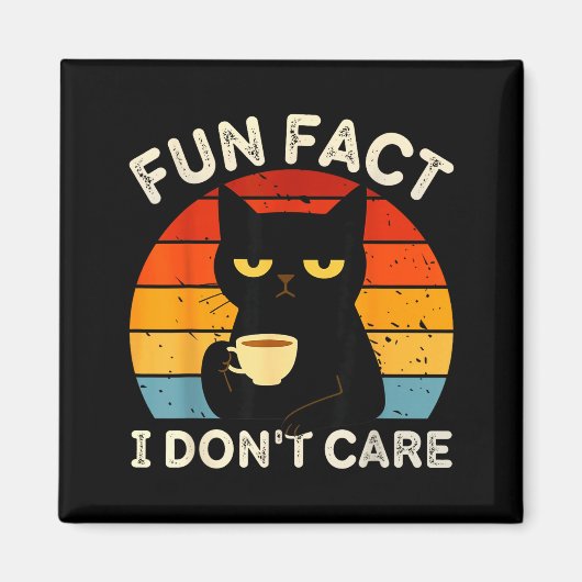 Fun Fact I Don't Care Funny Black Cat Saying Quote Magneet (Voorkant)