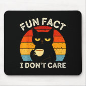Fun Fact I Don't Care Funny Black Cat Saying Quote Muismat (Voorkant)