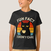 Fun Fact I Don't Care Funny Black Cat Saying Quote T-shirt (Voorkant)