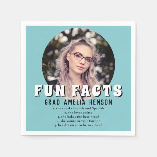 Fun Fact Mint Blue Afstuderen Foto Afstuderen Servet (Voorkant)