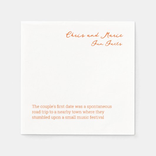 Fun Fact Napkin Weddenschap cocktail hour Servet (Voorkant)