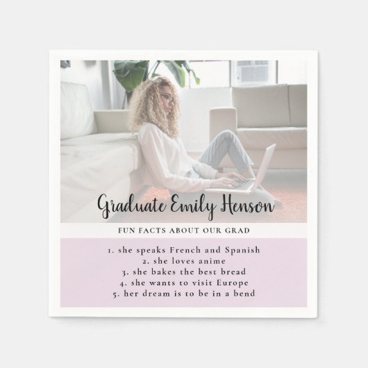Fun Fact Pink Afstuderen Fotogradatie Partij Servet (Voorkant)