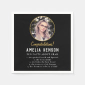 Fun Fact Simple Black Afstuderen Photo Afstuderen Servet (Voorkant)