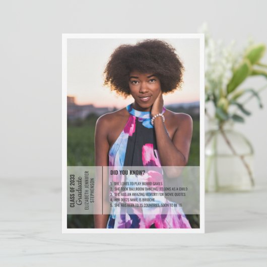 Fun facts 2 foto modern afstuderen kaart (Staand voorkant)
