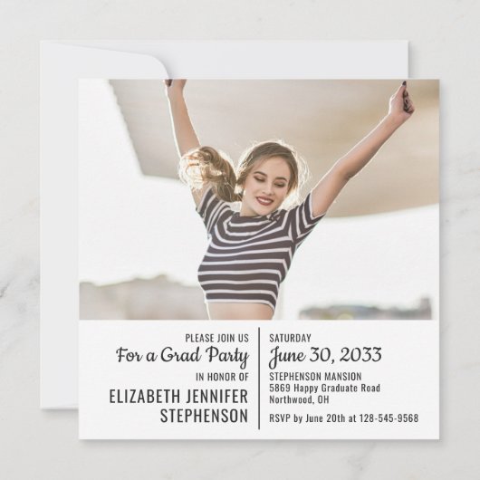 Fun facts 2 foto moderne aankondiging afstuderen (Achterkant)