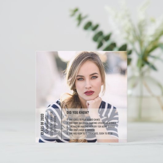 Fun facts afstuderen aankondiging 2 foto modern (Staand voorkant)