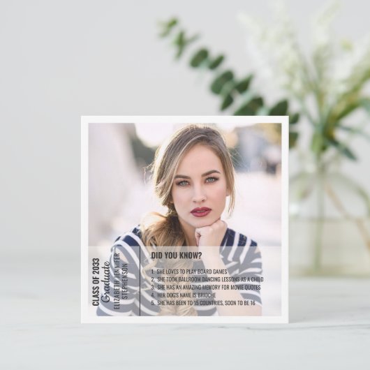 Fun facts afstuderen aankondiging 2 foto modern (Staand voorkant)