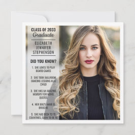 Fun facts afstuderen aankondiging 2 foto modern