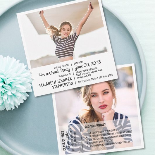 Fun facts afstuderen aankondiging 2 foto modern