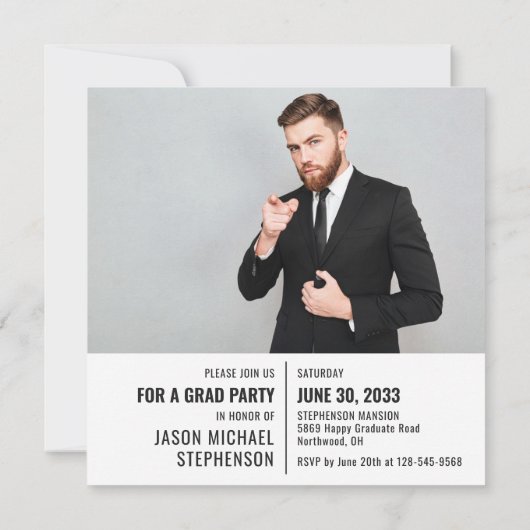 Fun facts afstuderen aankondiging 2 foto modern (Achterkant)