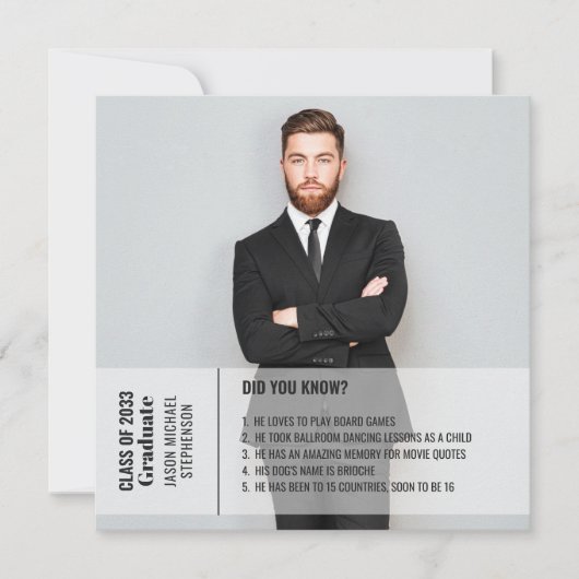 Fun facts afstuderen aankondiging 2 foto modern (Voorkant)