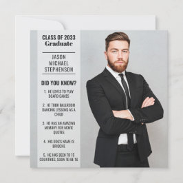 Fun facts afstuderen aankondiging 2 foto modern