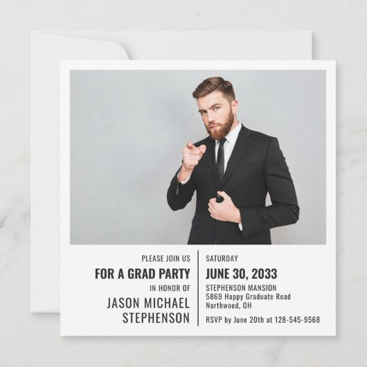 Fun facts afstuderen aankondiging 2 foto modern (Achterkant)