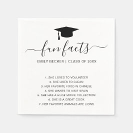 Fun Facts Afstuderen Black White Elegant Afstudere Servet