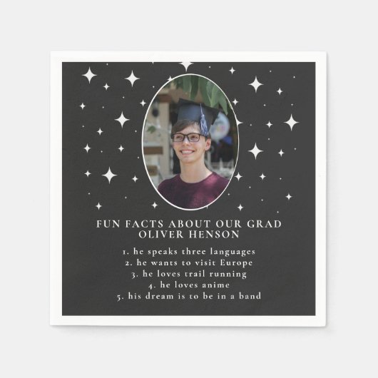 Fun Facts Afstuderen Fotosterren Afstuderen Napkin Servet (Voorkant)