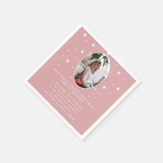 Fun Facts Afstuderen Stars Pink Photo Afstuderen Servet (Hoek)