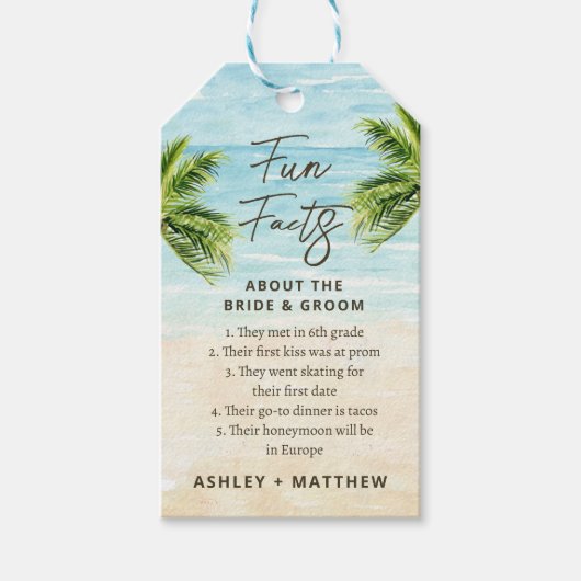 Fun Facts Beach Weddenschap Vrijgezellenfeest Favo Cadeaulabel (Voorkant)