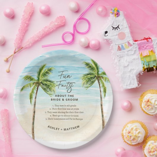 Fun Facts Beach Wedding Vrijgezellenfeest Paper Bo Papieren Bordje (Feest)