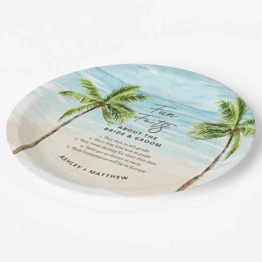 Fun Facts Beach Wedding Vrijgezellenfeest Paper Bo Papieren Bordje (Gekanteld)