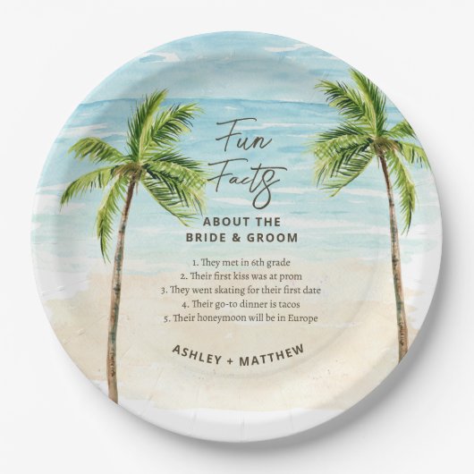 Fun Facts Beach Wedding Vrijgezellenfeest Paper Bo Papieren Bordje (Voorkant)