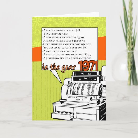 Fun Facts Birthday - Kosten van leven in 1971 Kaart (Voorkant)