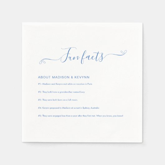 Fun Facts | Blue Wedding Napkins Servet (Voorkant)