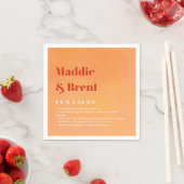 Fun Facts Bold Modern Orange Sunset Joyful Wedding Servet (Insitu)