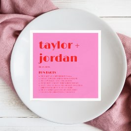 Fun facts Bold Typography Pink Red Wedding Servet