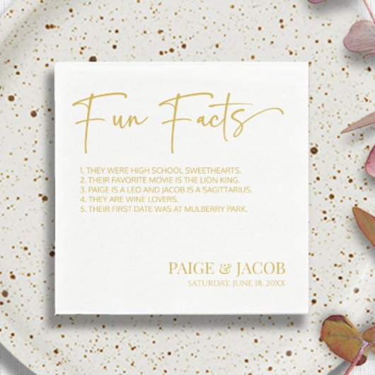 Fun Facts Champagne White Classic Minimal Bruiloft Servet