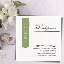 Fun Facts Couple Modern Green Wedding Paper Napkin Servet