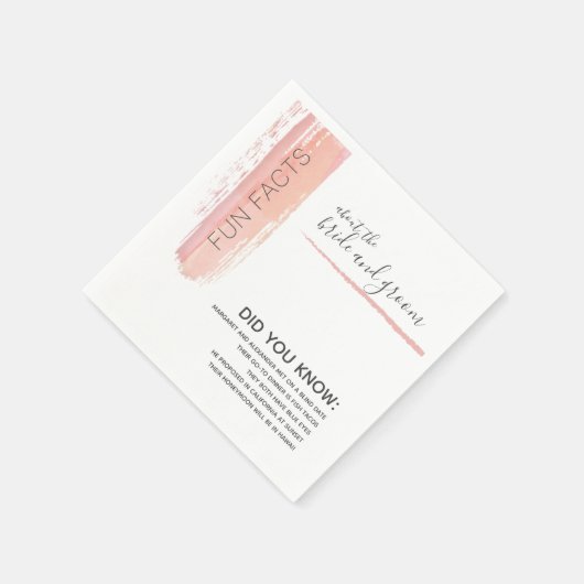 Fun Facts Couple Modern Pink Wedding Paper Napkin Servet (Hoek)