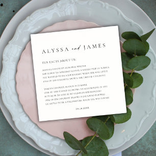 Fun Facts Elegant Black & White Wedding Servet