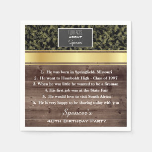"Fun Facts" Elegant Camouflage Birthday Party Servetten