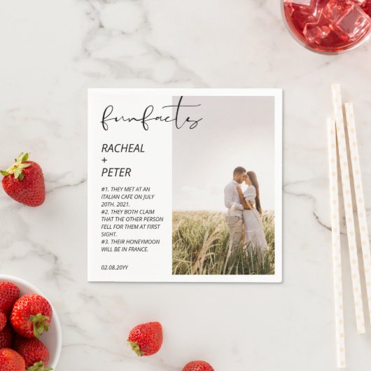 Fun Facts Elegant Photo Collage Modern Wedding Servet (Insitu)