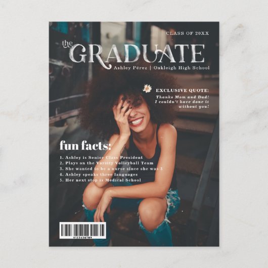 Fun Facts | Foto van het Hoesje Magazine Afstudere Aankondigingskaart (Voorkant)