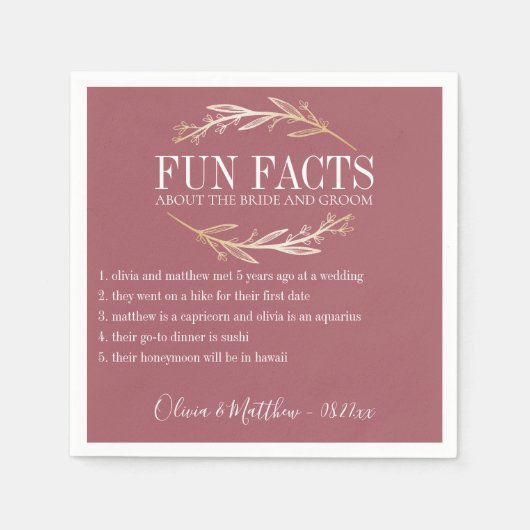 Fun Facts Gold Botanical Personalized Servet (Voorkant)