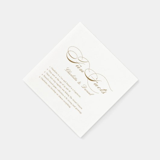 Fun Facts Gold  Classic Script Bruiloft Servet (Hoek)