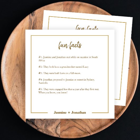 Fun Facts Gold Minimalist Wedding Paper Napkin Servet