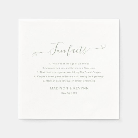 Fun Facts Green Wedding Napkins Servet (Voorkant)