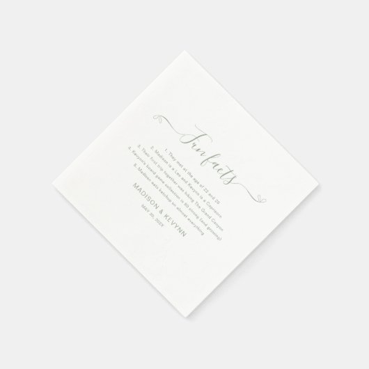 Fun Facts Green Wedding Napkins Servet (Hoek)