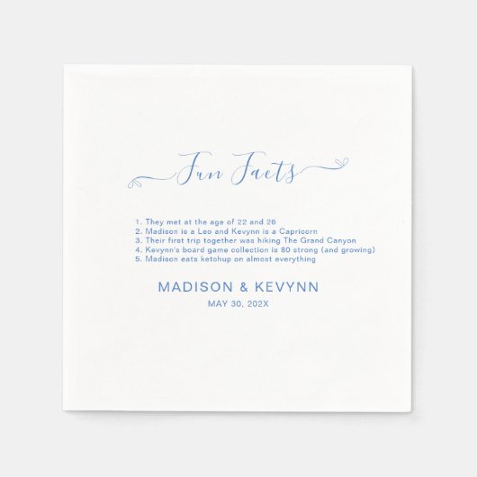 Fun Facts Minimal and Chic | Blue Wedding Napkins Servet (Voorkant)