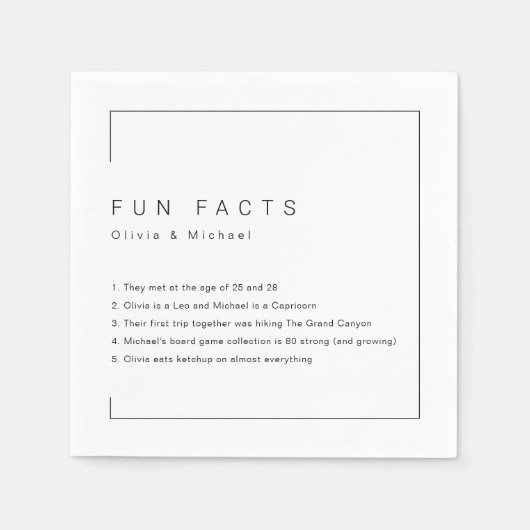 Fun Facts Modern Chic Minimalist Wedding Servet (Voorkant)