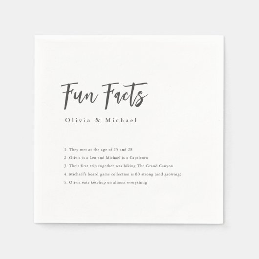 Fun Facts Modern Chic Script Minimalist Weddenscha Servet (Voorkant)